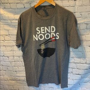 Send Noods Funny Graphic Gildan Heavy Cotton Gray T-Shirt Men’s Size Large